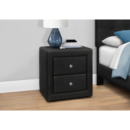 MONARCH SPECIALTIES  I 5603 Bedroom Accent 21"h Leather-Look Night Stand In Black