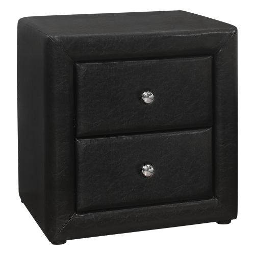 Monarch Specialties I 5603 Bedroom Accent 21"H Black Leather-look Night Stand