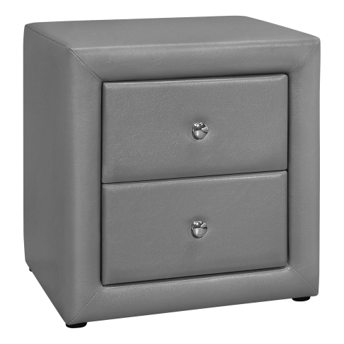 Monarch Specialties I 5602 Bedroom Accent 21"H Grey Leather-look Night Stand