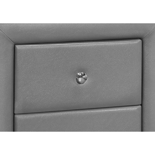 Monarch Specialties I 5602 Bedroom Accent 21"H Grey Leather-look Night Stand