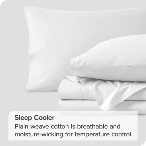 Bare Home 100% Organic Cotton Sheet Set - Crisp Percale Weave - Lightweight & Breathable