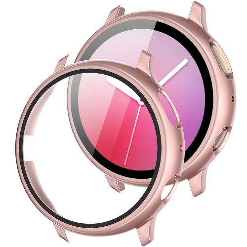 étui Housse de protection robuste avec protecteur d'écran en verre trempé pour Samsung Galaxy Active Watch 2, 44 mm, or rose