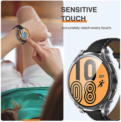 étui Housse de protection robuste avec protecteur d'écran en verre trempé pour Samsung Galaxy Watch 4, 40 mm, transparent