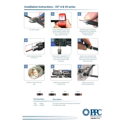 PPC EX6XL Plus Universal RG-6 Compression Connector - 20 Pack