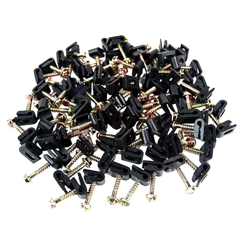100 Pcs Ground Wire Black Flex Clips with Screw 10 12 14 Gauge GA