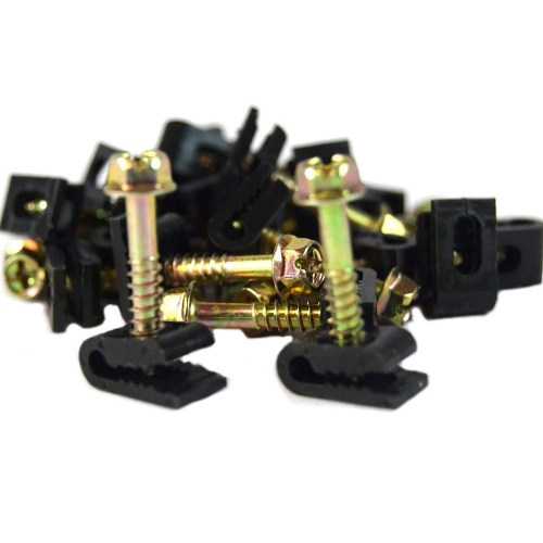 100 Pcs Ground Wire Black Flex Clips with Screw 10 12 14 Gauge GA