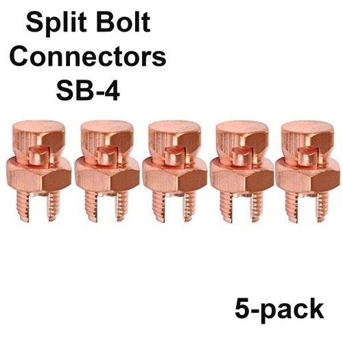 SATELLITESALE  5 Pack High Strength Split Bolt Connectors 4 Gauge 8 Gauge Solid Ul Listed Sb-4