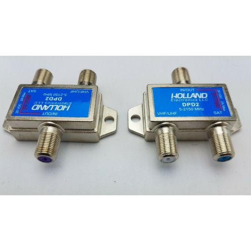 two heavy duty diplexer 2 way splitters satellite cable tv dish approved