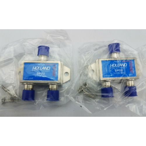 two heavy duty diplexer 2 way splitters satellite cable tv dish approved
