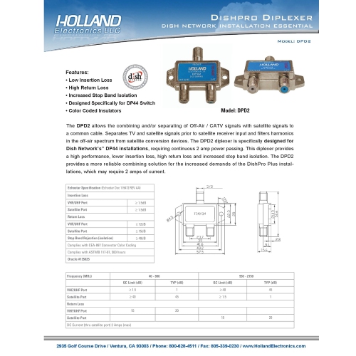 two heavy duty diplexer 2 way splitters satellite cable tv dish approved