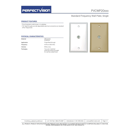 Coaxial RG6 Keystone F81 Single Jack Wall Plate White Cable TV