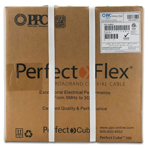 Perfectflex Coaxial Cable 6 Series 500Ft RG6 Trishield 77Braid Copper Clad Steel