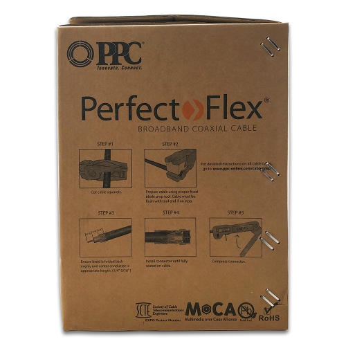 Perfectflex Coaxial Cable 6 Series 500Ft RG6 Trishield 77Braid Copper Clad Steel