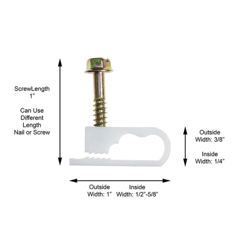 RG6 Flex Dual Coaxial Cable Clips White, Pack of 100