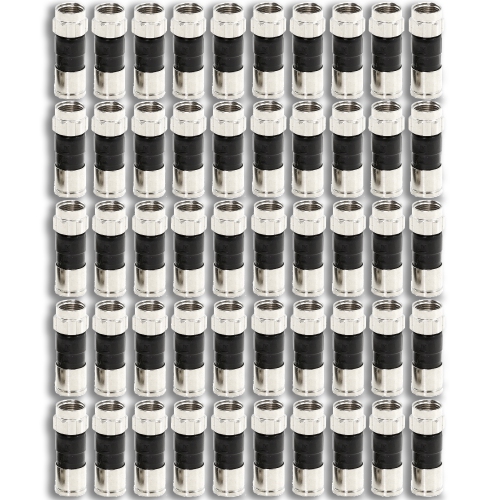 50-Pack RG6 Quad Compression Connectors PPC EX6XLPLUS for Satellite or Cable Coax