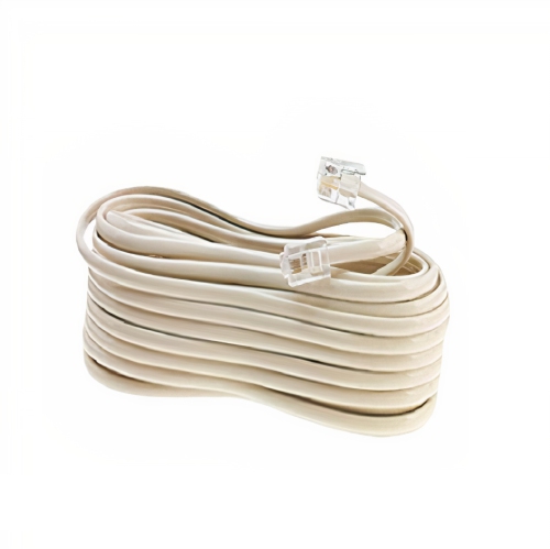 SatelliteSale RJ-11 Ethernet Telephone Cord Phone Cable Wire Ivory Beige 25 feet