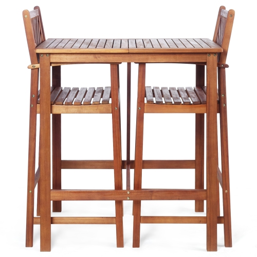Patiojoy 3-Piece Dining Table Set Acacia Wooden Table & Chair Set for Outdoor & Indoor Natural