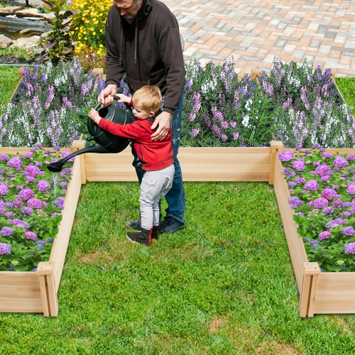 Topbuy Elevated Garden Bed U-shaped Wooden Planters Flexible Combination Suitable for Vegetable Flower Herb
