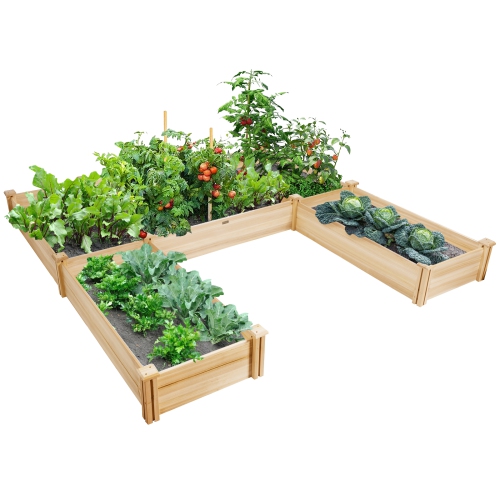 Topbuy Elevated Garden Bed U-shaped Wooden Planters Flexible Combination Suitable for Vegetable Flower Herb