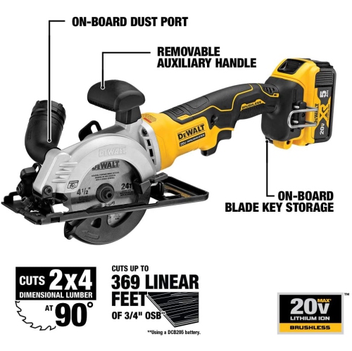 DEWALT DCS571P1 ATOMIC 20V MAX* BRUSHLESS 4-1/2 IN. CORDLESS CIRCULAR SAW KIT