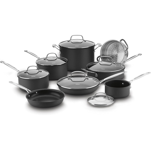 Cuisinart Chef's Classic Nonstick Hard Anodized 14 Piece Pots Set 66-14N in Black