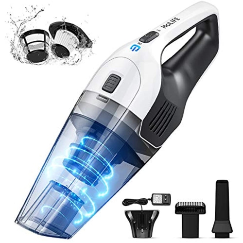 HOLIFE HAND CYCLONIC SUCTION, HANDHELD VACUUM CORDLESS POWERED WITH RECHARGEABLE, LIGHTWEIGHT DRY VAC FOR HOME AND CAR CLEANING - WHITE