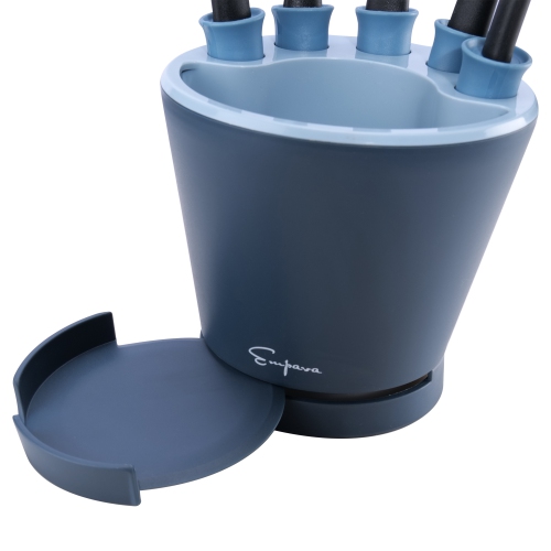 Ensemble de 5 ustensiles de cuisine avec porte-cuillère, louche, cuillère à spaghetti, palette trouée, cuillère unie Cuillère à égoutter noire