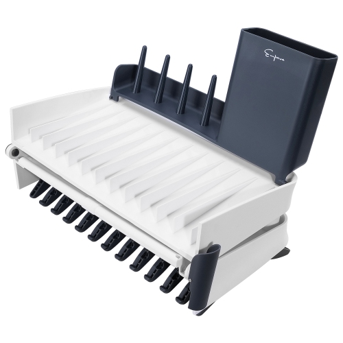 Foldable Dish Rack with Drainer in Gray