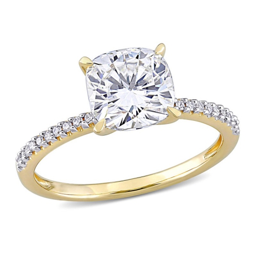 2.00 Carat Lab-Created Moissanite Solitaire Engagement Ring 14K Yellow Gold