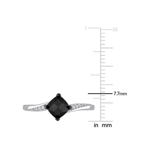 1.00 Carat Black Diamond Cushion-Cut Solitaire Engagement Ring in 10k White Gold
