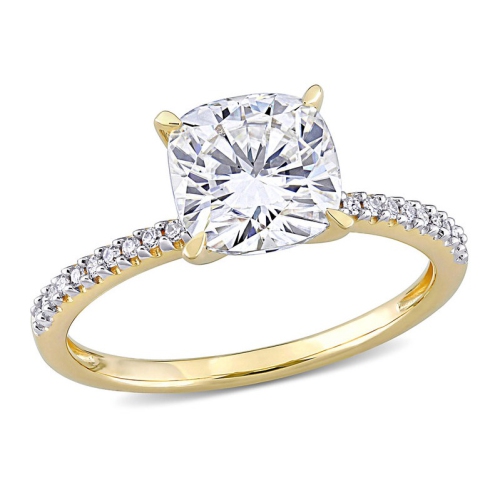 GEM AND HARMONY  2.00 Carat (Ctw) Lab-Created Moissanite Solitaire Engagement Ring 14K Gold In Yellow