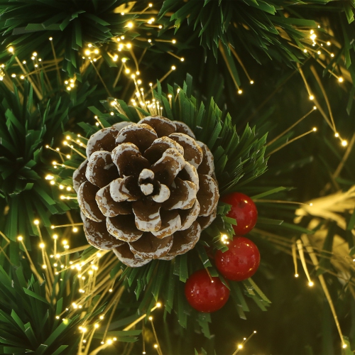ALEKO CTP6FT01 Pre-Lit Fiber Optic Artificial Christmas Pine Tree with Pinecones and Berry Clusters - 6 Foot