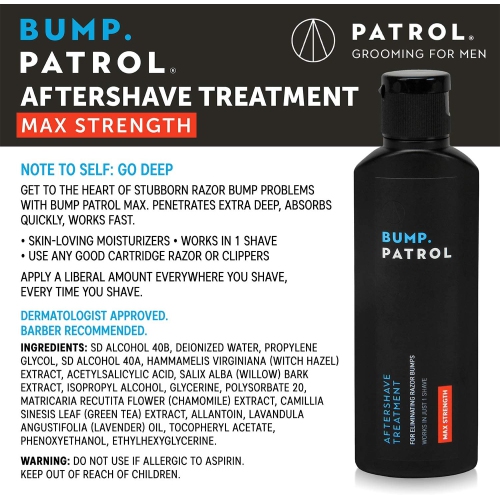 Bump Patrol Maximum Strength Aftershave Formula - After Shave Solution Eliminates Razor Bumps and Ingrown Hairs - 2 Ou..
