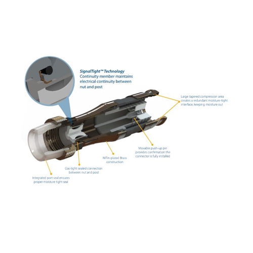 PPC EX6XLWSPLUS Aqua Tight EX Series Weather Proof RG6 & RG6QUAD Compression Connector - Extended Body, 50 Piece