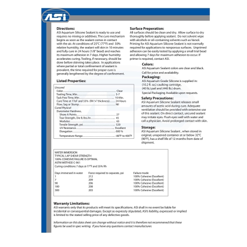 ASI Black Aquarium Silicone Sealant - 10.2 oz Fluid Cartridge