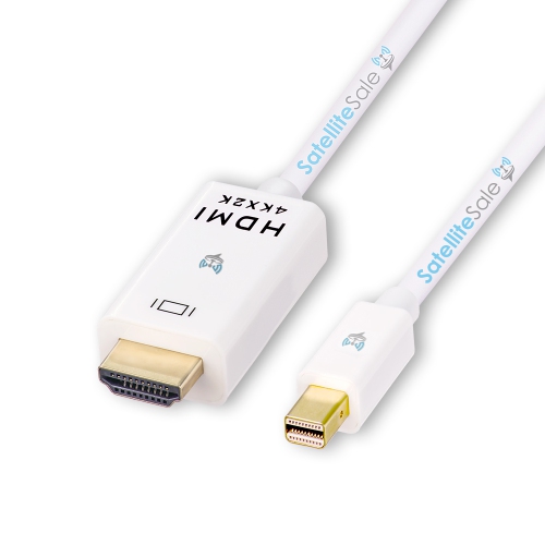 SatelliteSale Uni-Directional Mini DisplayPort to HDMI Cable Male to Male PVC White Cord (15 feet)
