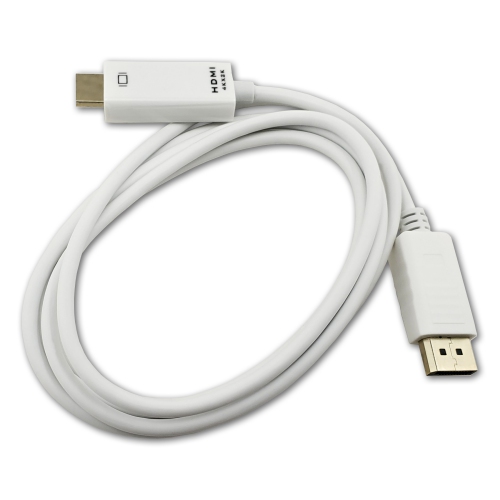SatelliteSale Uni-Directional DisplayPort to HDMI Cable Male to Male PVC White Cord (6 feet)