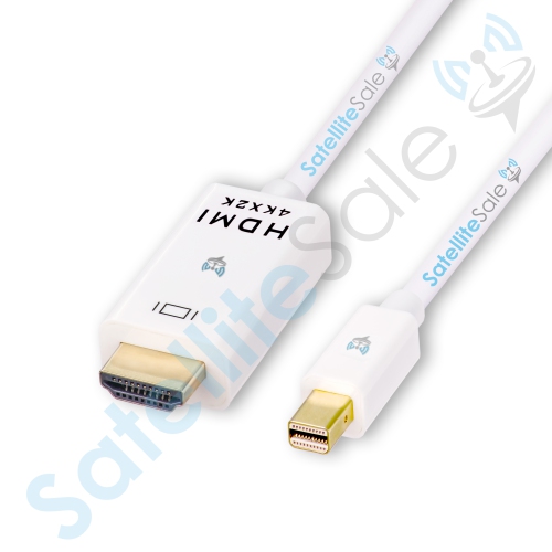 SatelliteSale Uni-Directional Mini DisplayPort to HDMI Cable Male to Male 4K/30Hz 8.64Gbps Universal Wire PVC White Cord 6 feet