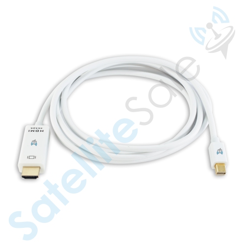 SatelliteSale Uni-Directional Mini DisplayPort to HDMI Cable Male to Male 4K/30Hz 8.64Gbps Universal Wire PVC White Cord 6 feet