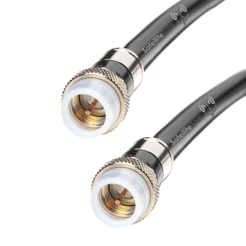 SatelliteSale Digital RG-6/U 75 Ohm Coaxial Cable with F-Type Waterproof Connectors Indoor/Outdoor Black Cord