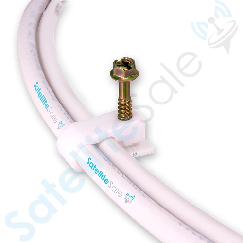 SatelliteSale Dual Siamiese Screw White Clips for Ethernet Internet Telephone Cable TV Wire Cable Management 100 Pcs