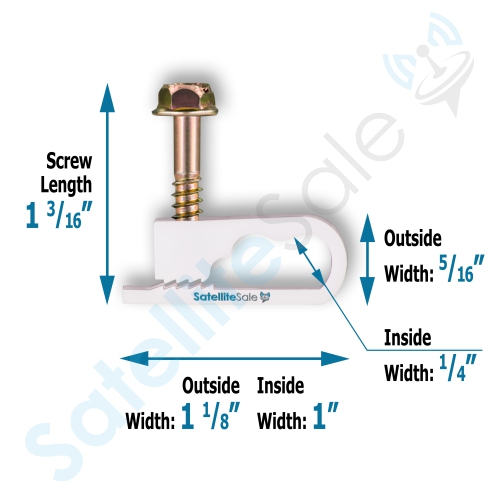 SatelliteSale Dual Siamiese Screw White Clips for Ethernet Internet Telephone Cable TV Wire Cable Management 100 Pcs