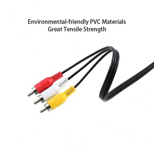 SatelliteSale Auxiliary 3.5mm Audio/Video Jack to 3 RCA Digital Stereo Composite Aux Cable Universal Wire PVC Black Cord 6 feet