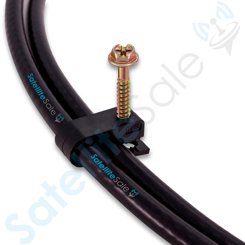 SatelliteSale Dual Siamiese Screw Black Clips for Ethernet Internet Telephone Cable TV Wire Cable Management 100 Pcs