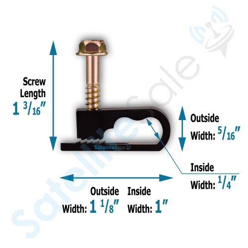 SatelliteSale Dual Siamiese Screw Black Clips for Ethernet Internet Telephone Cable TV Wire Cable Management 100 Pcs