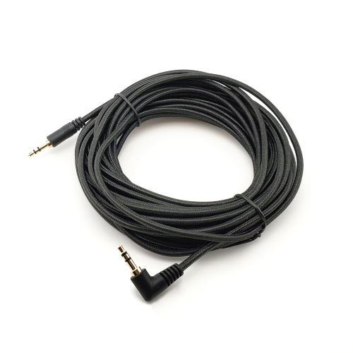 SatelliteSale Auxiliary 3.5mm Right Angle Audio Jack Male to Male Digital Stereo Aux Cable Black Nylon Cord