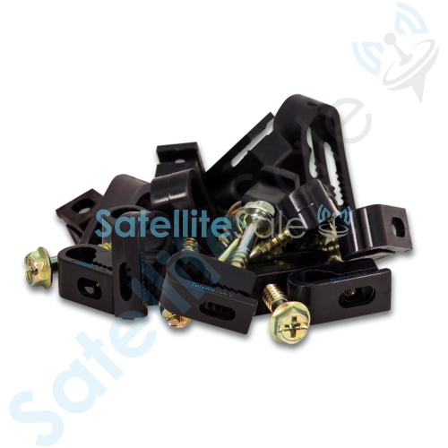 SatelliteSale Single Screw Black Clips for Ethernet Internet Telephone Cable TV Wire Cable Management 100 Pcs