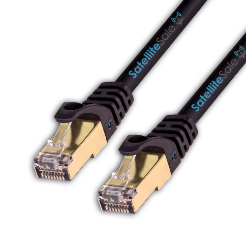 SatelliteSale RJ45 Cat-7 Network Ethernet SSTP Internet Cable 600 MHz 10 Gbps Universal Wire Black Cord