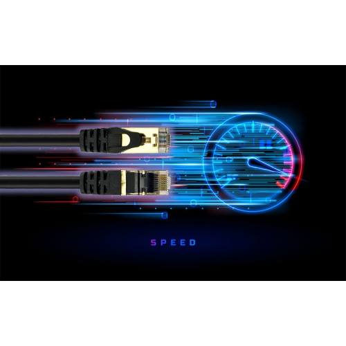 SatelliteSale RJ45 Cat-7 Network Ethernet SSTP Internet Cable 600 MHz 10 Gbps Universal Wire Black Cord