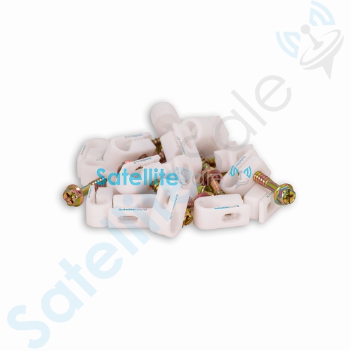 SatelliteSale Single Screw White Clips for Ethernet Internet Telephone Cable TV Wire Cable Management 100 Pcs